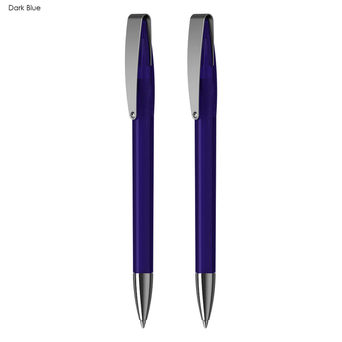 COBRA MM Deluxe Pen Gift Set - A dark blue pen set with silver accents, presented in a stylish gift box, featuring a logo.
