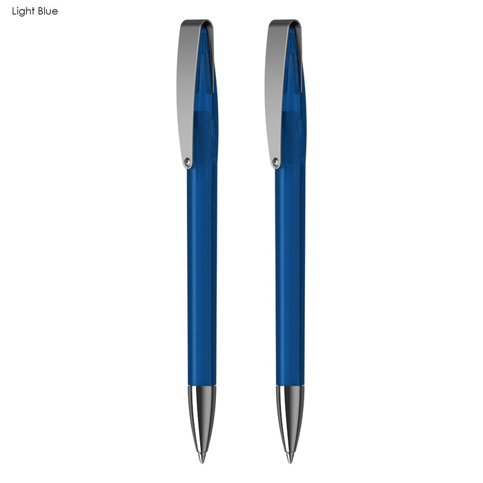 COBRA MM Deluxe Pen Gift Set - A light blue pen gift set featuring two pens with silver accents, presented in a sleek design.