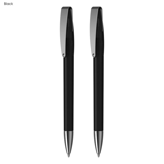 COBRA MM Deluxe Pen Gift Set - A black pen gift set featuring two sleek pens with silver accents, presented in a stylish arrangement.