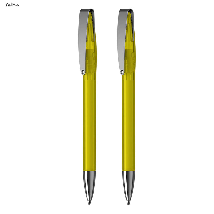 COBRA MM Deluxe Pen Gift Set - A set of two yellow pens with silver accents, featuring a sleek design and a clip.