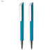 FLOW Infinite Pen Gift Set - A teal pen set featuring two plastic pens with white accents and a textured grip. Includes a branding logo.