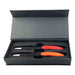 Aster Signature Pen Gift Set - A gift set featuring two black pens with red and orange accents in a sleek grey box.