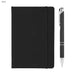Alison A5 Notebook and Pen Gift Set - A black A5 notebook with a pen beside it, featuring a sleek design and an elastic closure band.