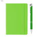 Alison A5 Notebook and Pen Gift Set - A green A5 notebook with a matching pen. The notebook features an elastic closure and a simple design.