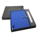 Century Noteook and Pen Gift Set - A blue notebook and pen set in a black gift box, featuring a stylish design and a logo.