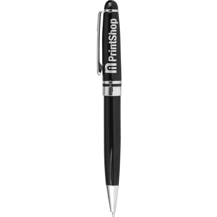 Work Essentials Pack - A black pen with a silver clip and branding, featuring a sleek design.