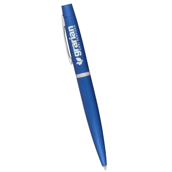 Chicago Pen & Bottle Opener Keyring Gift Set - A blue pen with a logo, featuring a sleek design and silver accents.