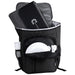 Picnic Pack - A grey picnic backpack with a thermal compartment, containing a blanket, plates, cutlery, and drink bottles.