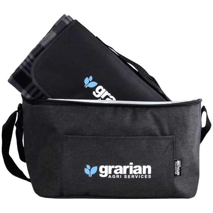 Outdoor Pack - A dark grey outdoor pack with a black mat inside, featuring a logo on the side.