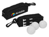 Links Golf Pack - A black pouch with a logo, containing three golf balls and three white tees.