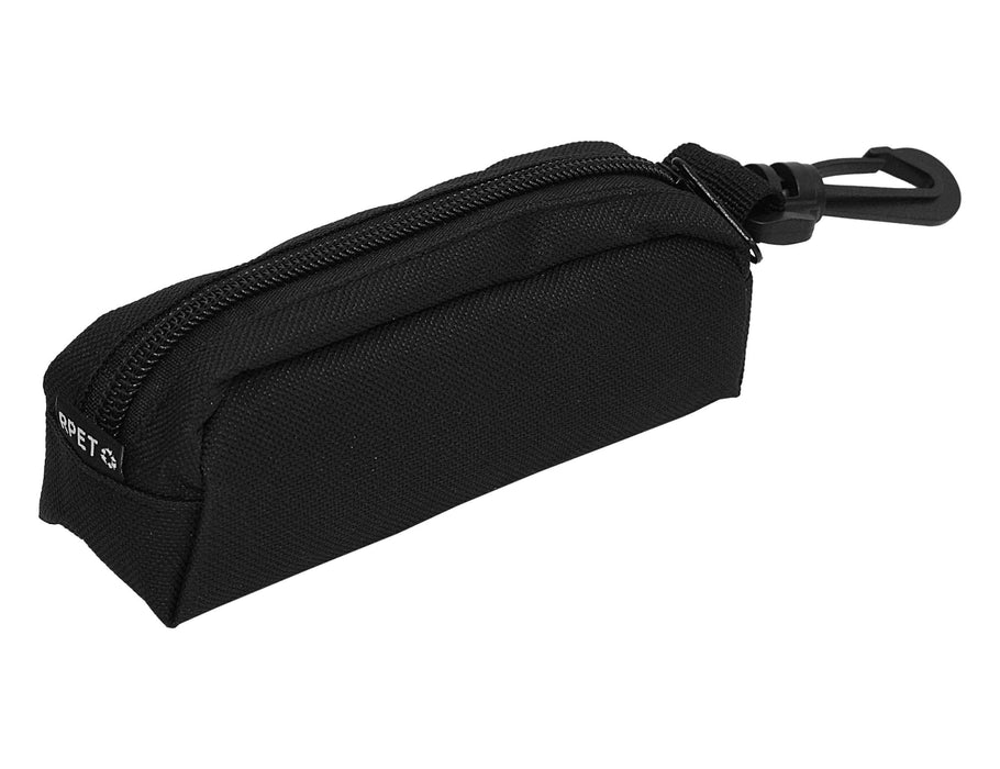 Links Golf Pack - A black zippered pouch with a clip, featuring a textured fabric and a small branding logo.