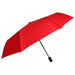 Poppins Umbrella - A red umbrella featuring a black handle and a branding logo.