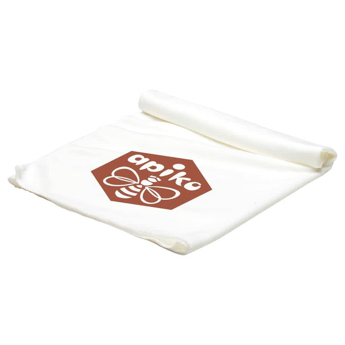Cooling Towel - A white cooling towel with a logo featuring a hexagon and bee design.