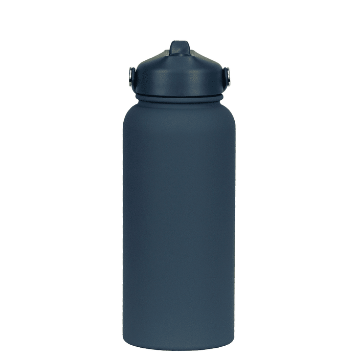 Festive Essentials Set - A grey drink bottle with a screw-top lid and a handle, featuring a logo on the side.