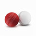 High Bounce Cricket Ball - Two cricket balls, one red and one white, featuring stitching details and a logo on the white ball.