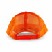 Classic 5 Panel Trucker Mesh Cap - An orange 5-panel trucker cap featuring a mesh back and an adjustable snap closure.