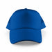 Classic 5 Panel Trucker Mesh Cap - A blue Classic 5 Panel Trucker Mesh Cap featuring a solid front and mesh back, with a logo on the front.