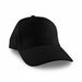 Flexi Cap - A black cap with a curved brim and a structured design, featuring a logo on the front.
