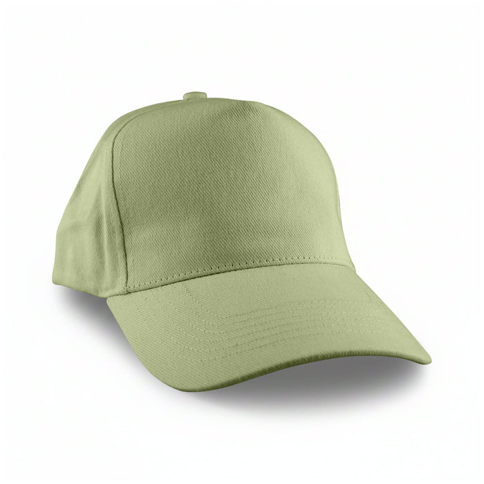 Flexi Cap - A green cap with a curved brim and adjustable back, featuring a logo on the front.
