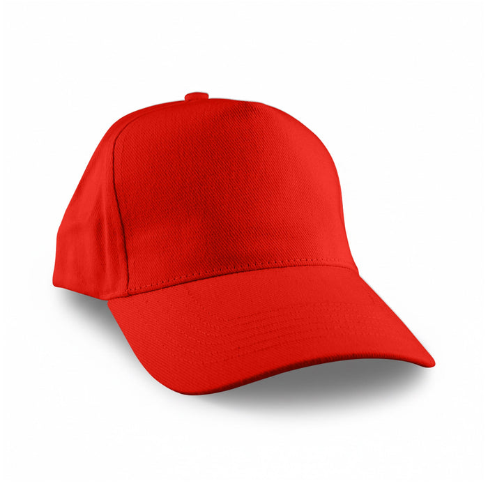 Flexi Cap - A red cap with a curved brim, featuring a blank front panel and no visible branding.
