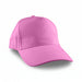 Flexi Cap - A pink cap with a structured crown and curved brim, featuring a blank front panel and a logo placement.