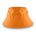 Long Beach Bucket Hat – Large - An orange bucket hat with a wide brim, featuring ventilation holes and an inner band. It has a logo on it.