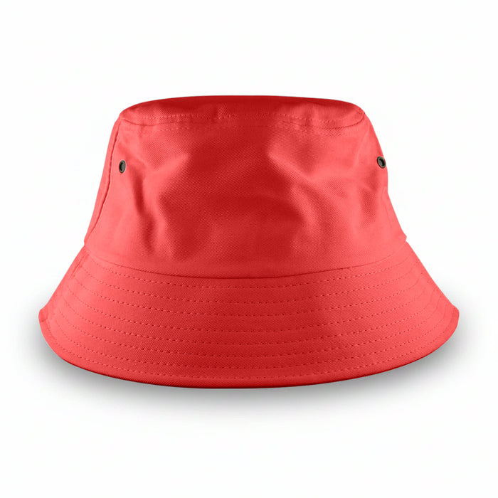 Long Beach Bucket Hat – Large - A large, bright red bucket hat with ventilation eyelets, featuring a simple, unembellished design.