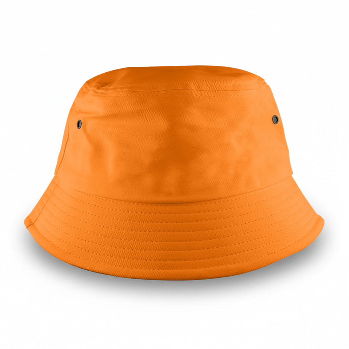 Long Beach Bucket Hat – Medium - An orange bucket hat featuring a simple design and metal eyelets for ventilation.