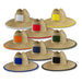 Beach Straw Hat - A collection of straw beach hats in various colours, each with a square area for branding.