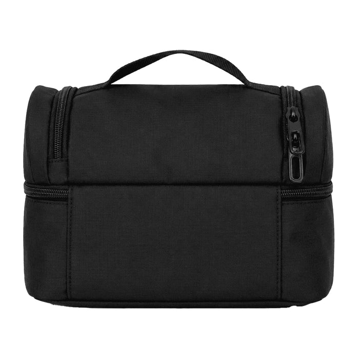 High Sierra Lunch Bag - A black lunch bag with a handle and zipper compartments, featuring a simple, sleek design.