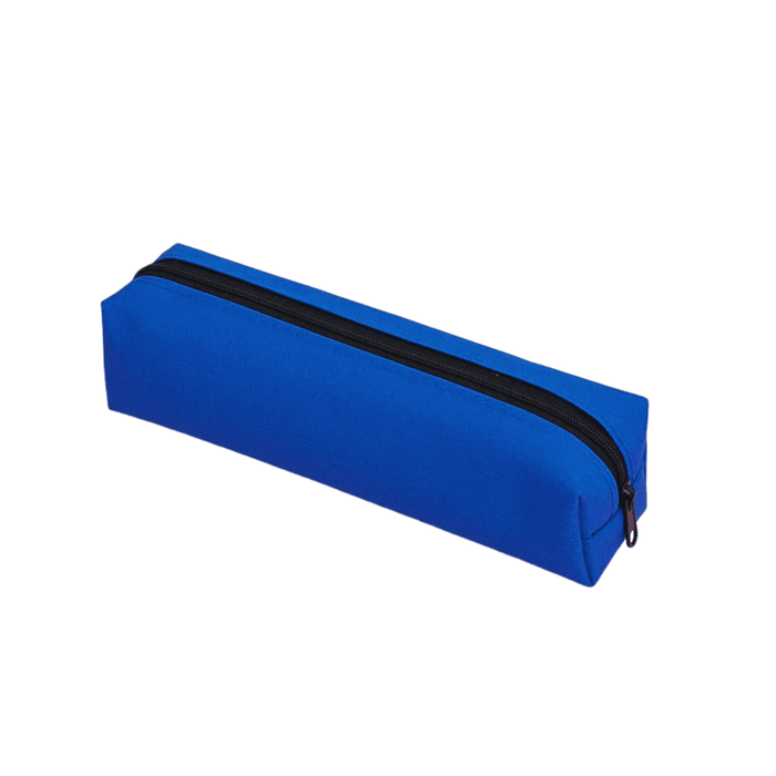 Polyester Pencil Case - A blue polyester pencil case with a zip closure and a rectangular shape, featuring a simple design.