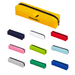 Polyester Pencil Case - A yellow polyester pencil case with a zipper, alongside various other coloured pencil cases in pink, green, blue, red, white, and navy.