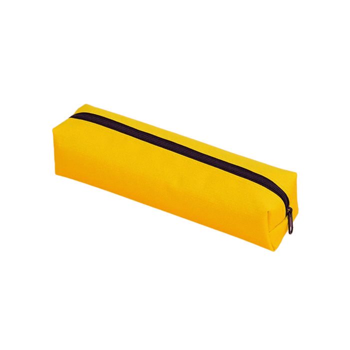 Polyester Pencil Case - A yellow polyester pencil case with a black zipper, featuring a sleek rectangular design.