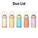 Pulse 420ml Stainless Steel Kids Metal Bottle - A drink bottle collection featuring pastel colours with a duo lid design. Each bottle has a handle and a logo.