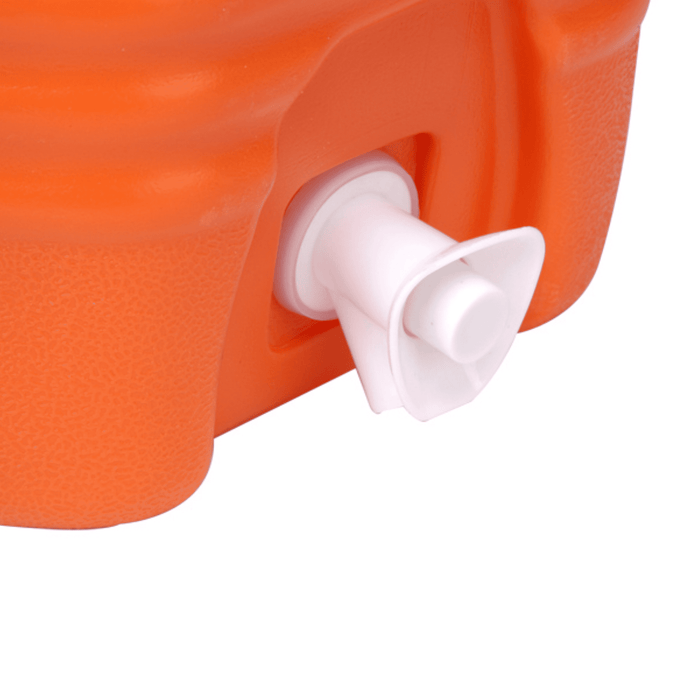 16L Water Dispenser Cooler Box - An orange water dispenser cooler box featuring a white tap for dispensing water.