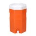 16L Water Dispenser Cooler Box - An orange water dispenser cooler box with a white lid and a tap at the bottom, featuring a logo.