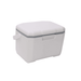 6L Cooler Box - A white 6L cooler box with a grey band and a side handle for easy transport. It has a simple, rectangular design.