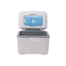 6L Cooler Box - A 6L cooler box in white with a grey interior and a blue ice pack inside. It has a lid that opens from the top.