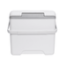 13L Cooler Box - A white 13L cooler box with a grey lid and a handle for easy carrying. Contains a logo on the side.