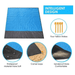Polyester Picnic Blanket in Pouch - A polyester picnic blanket in pouch, featuring a blue and black design with corner loops and waterproof materials.