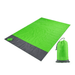 Polyester Picnic Blanket in Pouch - A bright green polyester picnic blanket laid out, accompanied by a matching pouch for storage. The pouch has a logo.