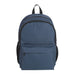 Field Backpack - A navy blue backpack with a front pocket and black accents, featuring a logo on the front.