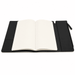 Executive Soft-Touch PU Leather Notebook - A black soft-touch PU leather notebook featuring an empty lined interior and a zippered pocket on the side.