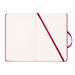 Sandbeach Textured PU Hard Cover Notebook - A textured red PU hard cover notebook with lined pages and a ribbon bookmark. It features a matching strap and branding.