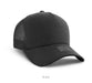 Cotton/Mesh - A black cotton and mesh cap featuring a logo and a structured design.