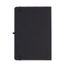 Recycled Spectrum A5 JournalBook - A black A5 journalbook with a textured cover and an elastic closure, featuring a logo on the front.