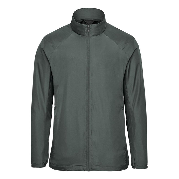 Men's Pacifica Full Zip Jacket - A men's full zip jacket in dark grey with a sleek design and a high collar, featuring a logo.