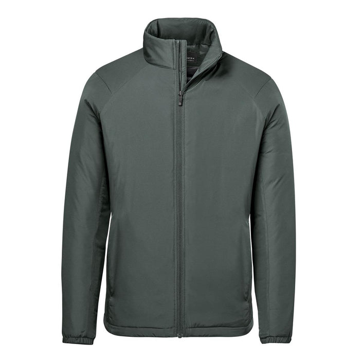 Men's Pacifica Thermal Jacket - A men's thermal jacket in dark green with a zipped front and high collar, featuring a subtle logo.