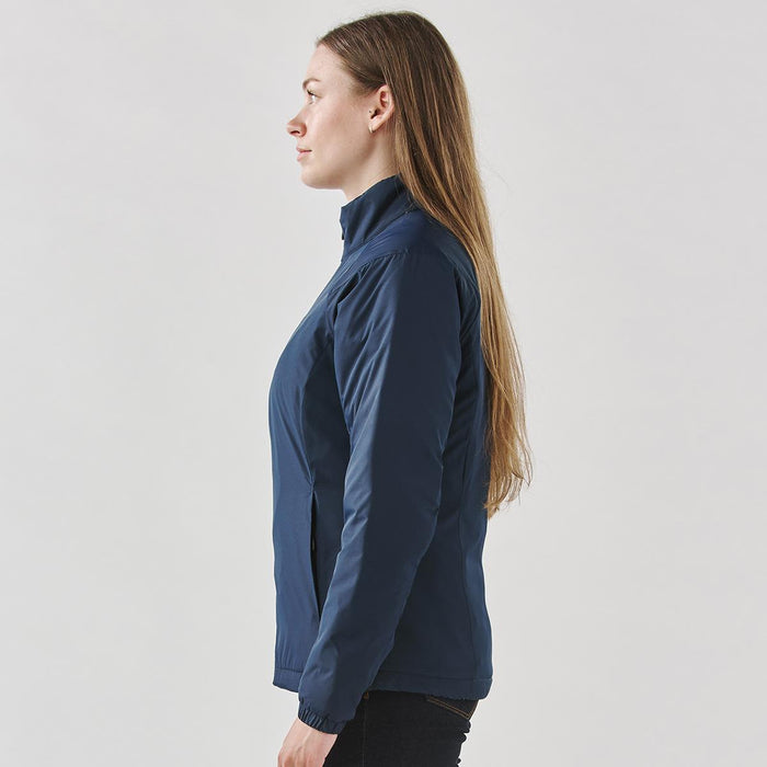 Women's Pacifica Thermal Jacket - A women's thermal jacket in navy blue, featuring a zippered front and a modern cut, with a logo.