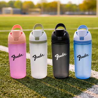 The Bondi 700ml Drinking Bottle - A drink bottle collection featuring pink, white, black, and blue designs with a logo on each bottle.
